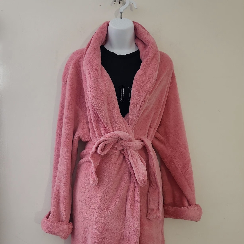 Anne Lewin New York Plush Fleece Bathrobe with Belt Size: L Color: Pink - Picture 12 of 13